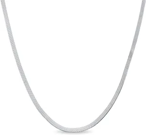 Verona Jewelers Sterling Silver 3.3MM Flexible Flat Herringbone Chain Necklace Men Women 16, 18, 20, 22, 24 Inch 925 Made in Italy