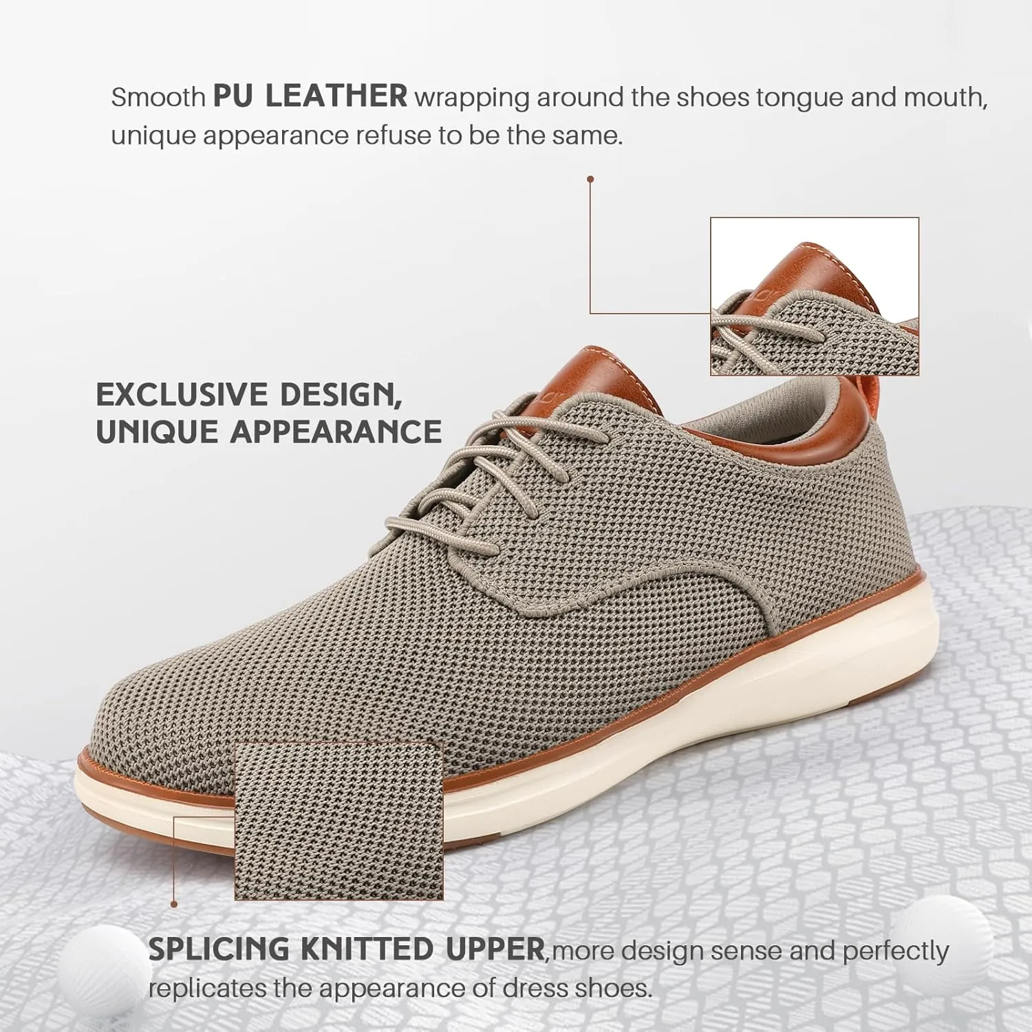 VILOCY Men's Wide Casual Dress Oxfords Business Shoes Fashion Sneakers Mesh Breathable Comfortable Walking Shoes