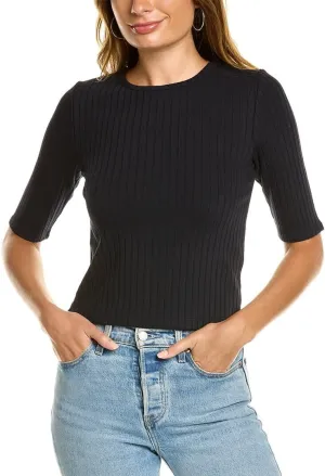 Vince Women's Rib Elbow Sleeve Cropped Top