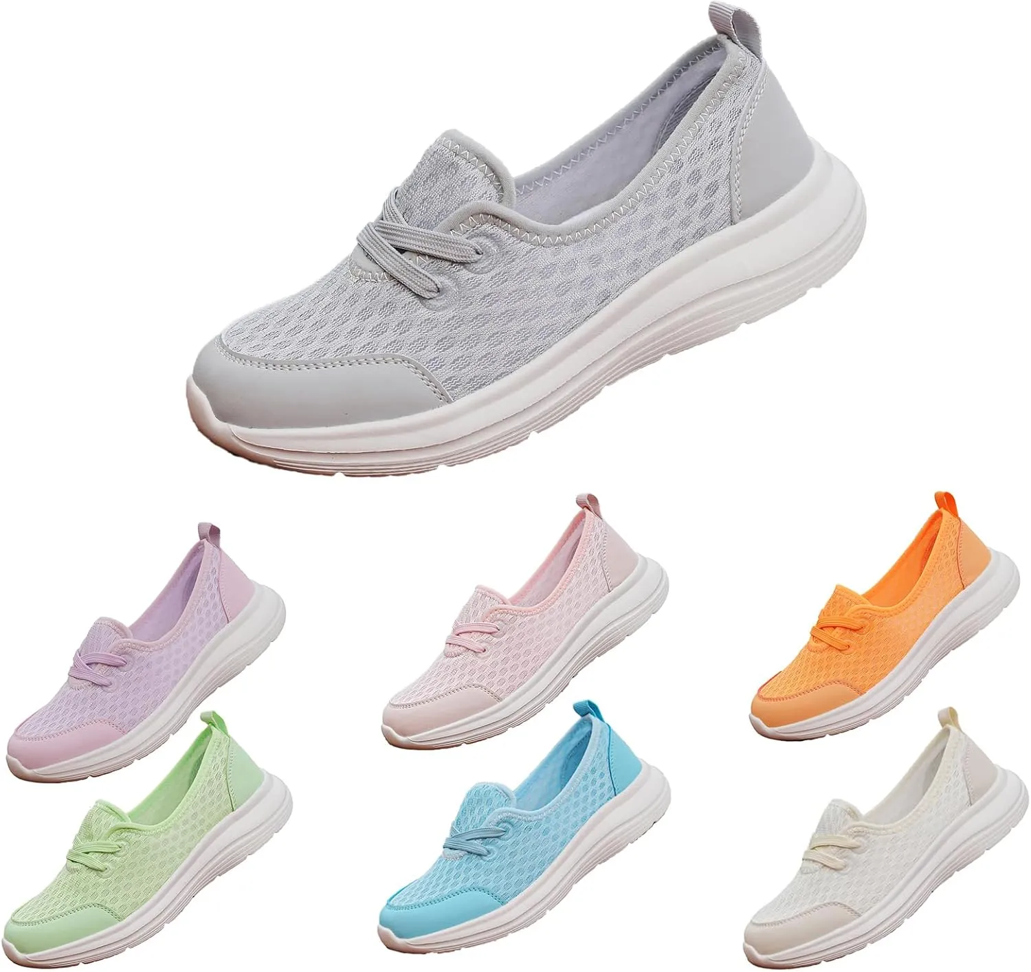 Walking Shoes Women Breathable Mesh Knit Sneakers Casual Ultra Light Low Top Loafers Fashion Orthotic Athletic Tennis Running Sneakers for Plantar Fasciitis