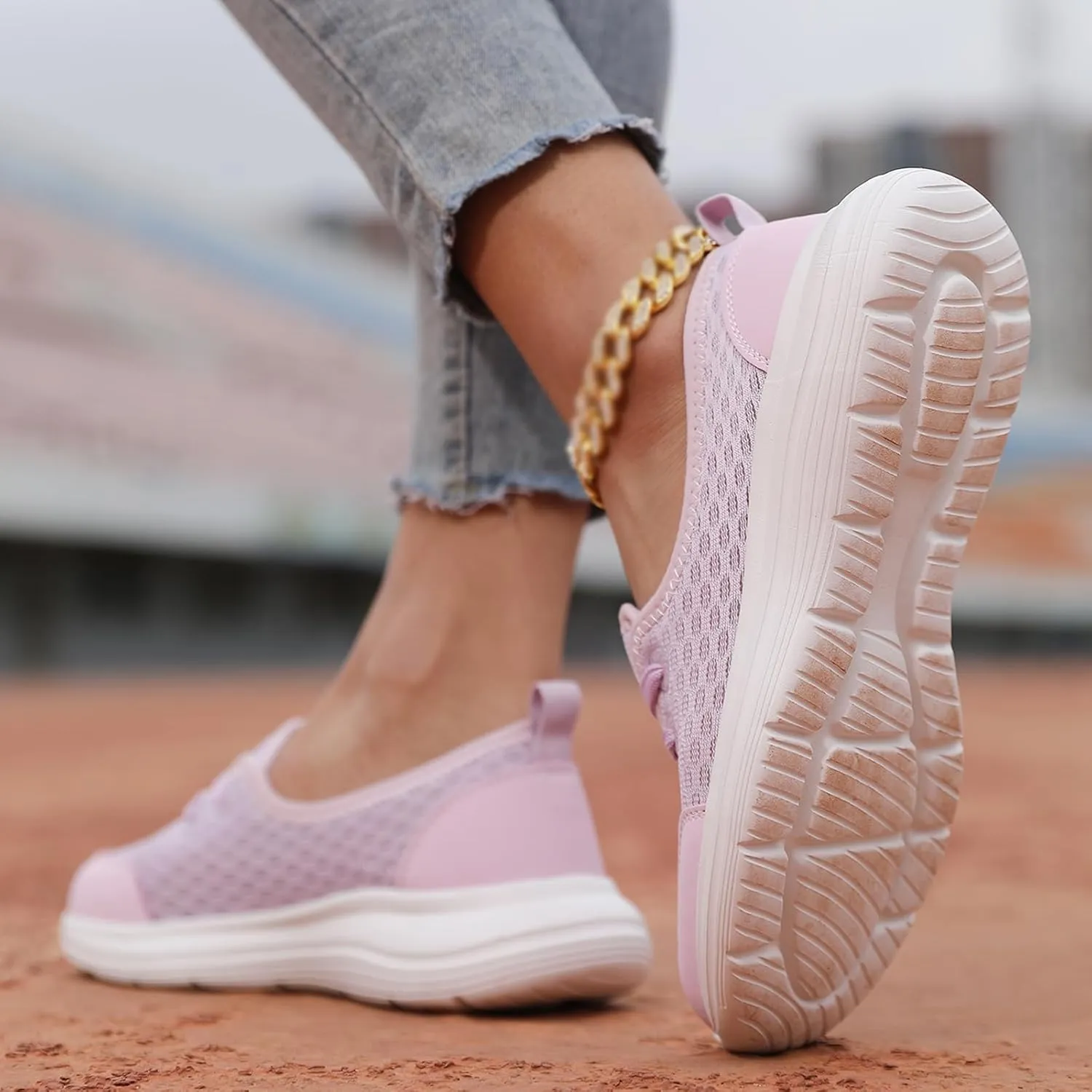 Walking Shoes Women Breathable Mesh Knit Sneakers Casual Ultra Light Low Top Loafers Fashion Orthotic Athletic Tennis Running Sneakers for Plantar Fasciitis