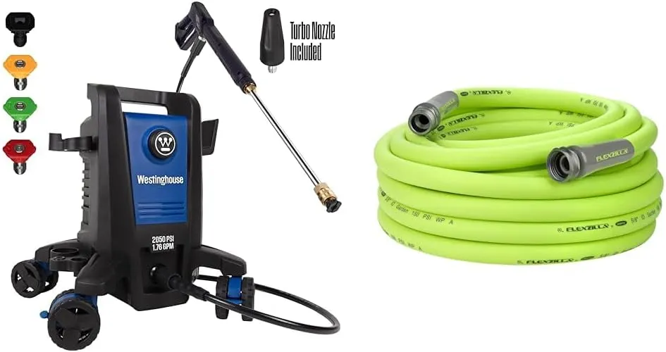 Westinghouse ePX3100 Electric Pressure Washer & Flexzilla Garden Hose 5/8 in. x 50 ft, Heavy Duty, Lightweight, Drinking Water Safe, ZillaGreen - HFZG550YW-E