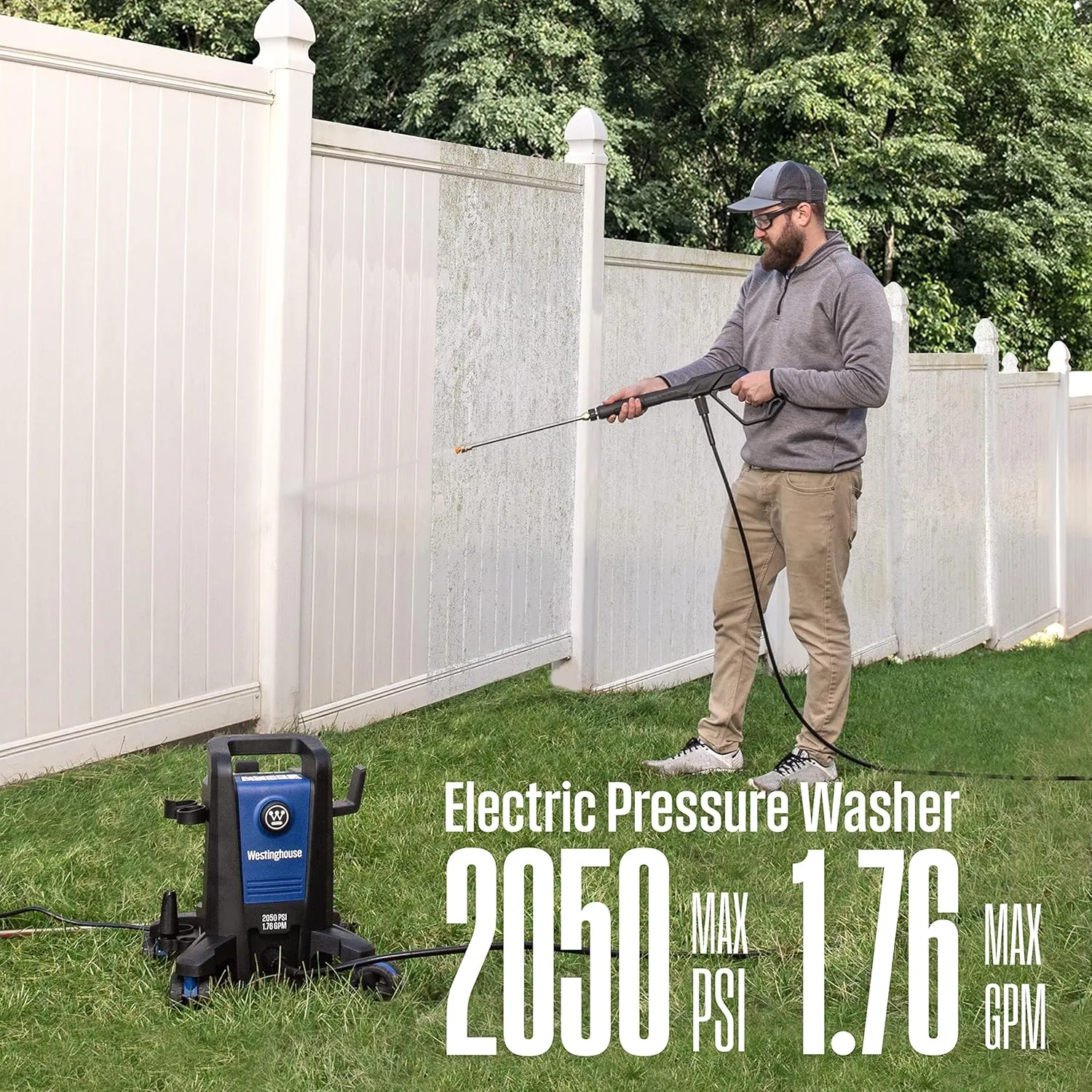 Westinghouse ePX3100 Electric Pressure Washer & Flexzilla Garden Hose 5/8 in. x 50 ft, Heavy Duty, Lightweight, Drinking Water Safe, ZillaGreen - HFZG550YW-E