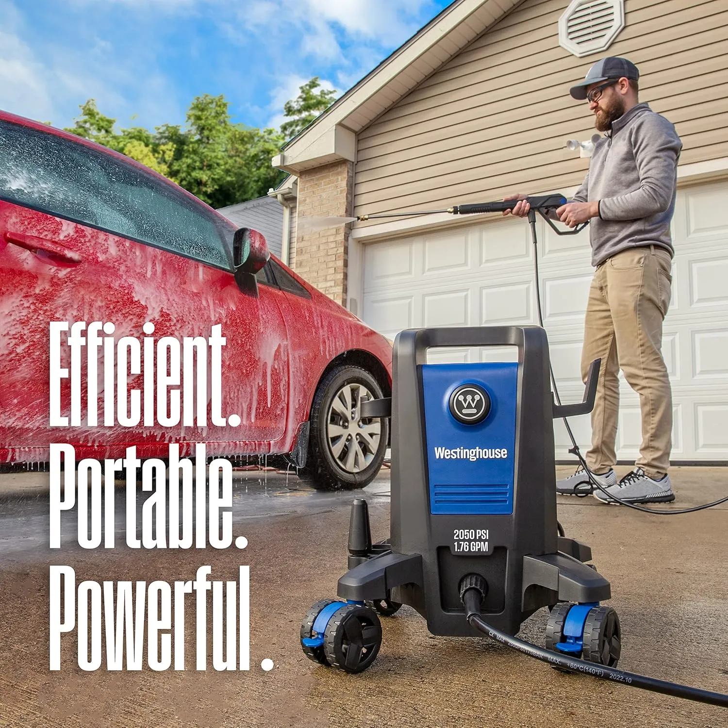 Westinghouse ePX3100 Electric Pressure Washer & Flexzilla Garden Hose 5/8 in. x 50 ft, Heavy Duty, Lightweight, Drinking Water Safe, ZillaGreen - HFZG550YW-E