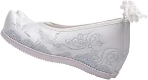 Women Hanfu Embroidered Chinese Style Mesh Vintage Embroidery Shoes for Ladies White