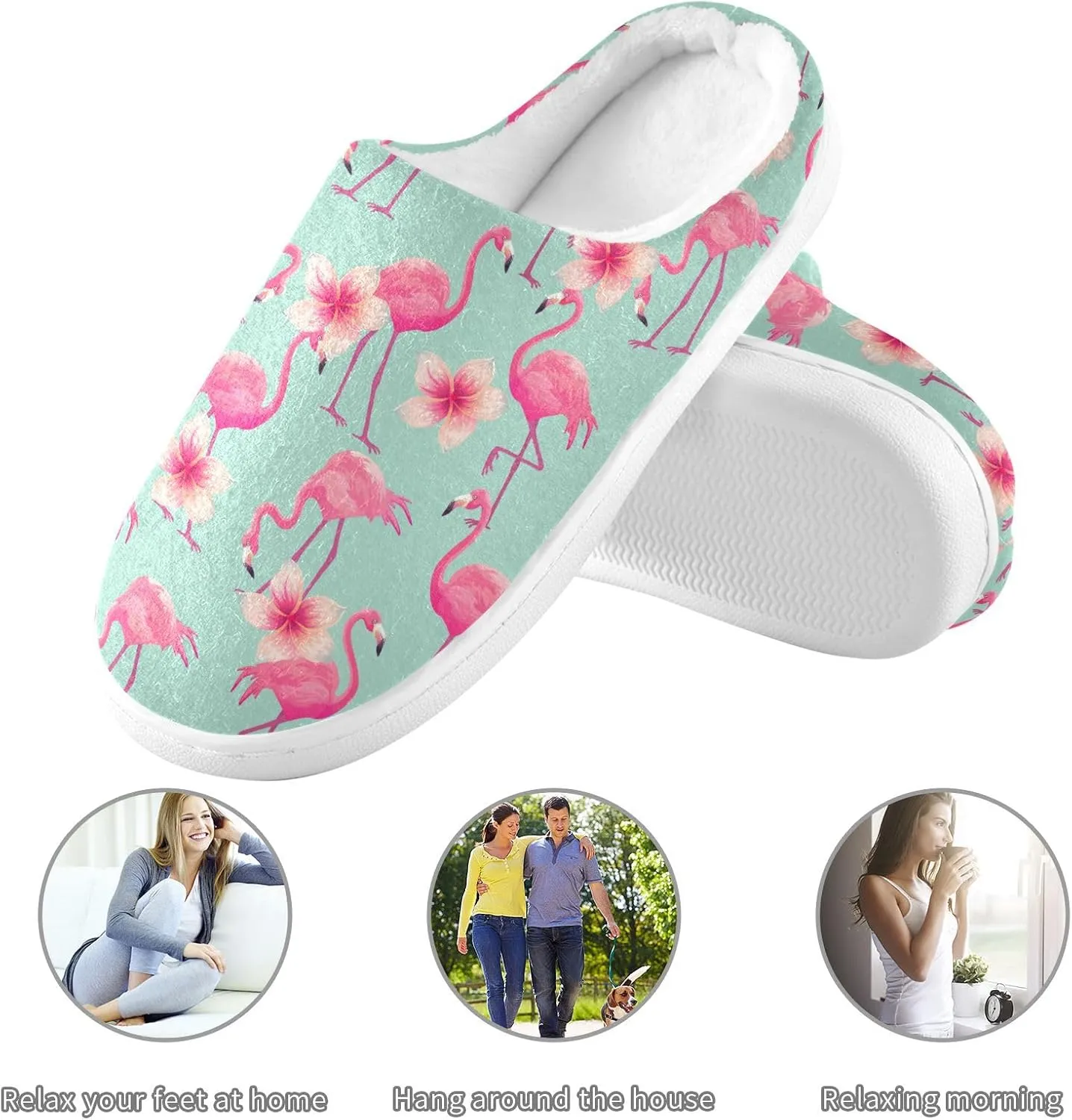 Women's and Men's Fuzzy House Slippers Cozy Memory Foam Slippers Indoor Outdoor Warm Nonslip Family Slippers