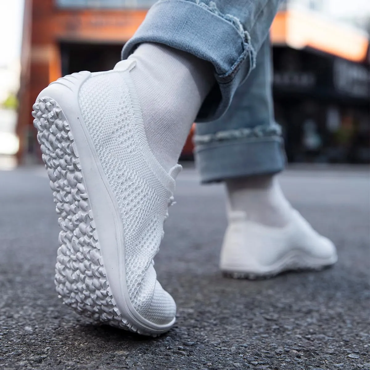 Women's Barefoot Shoes Walking Sports Zero Drop Sole Running Casual Sneakers Slip On Breathable Soft Fashion House Shoes White