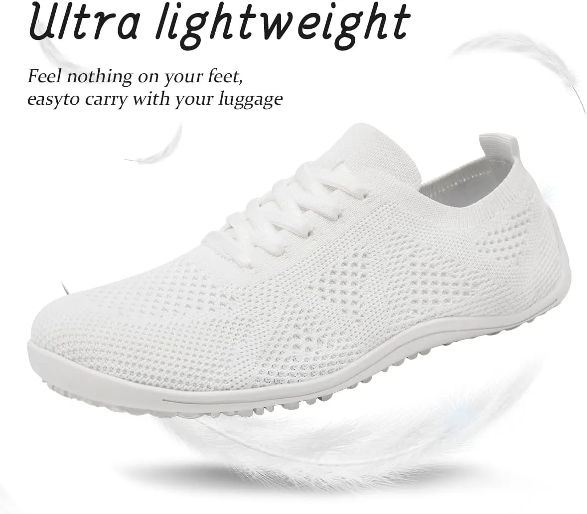 Women's Barefoot Shoes Walking Sports Zero Drop Sole Running Casual Sneakers Slip On Breathable Soft Fashion House Shoes White