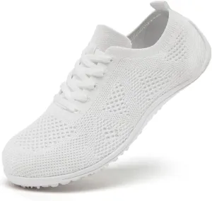 Women's Barefoot Shoes Walking Sports Zero Drop Sole Running Casual Sneakers Slip On Breathable Soft Fashion House Shoes White
