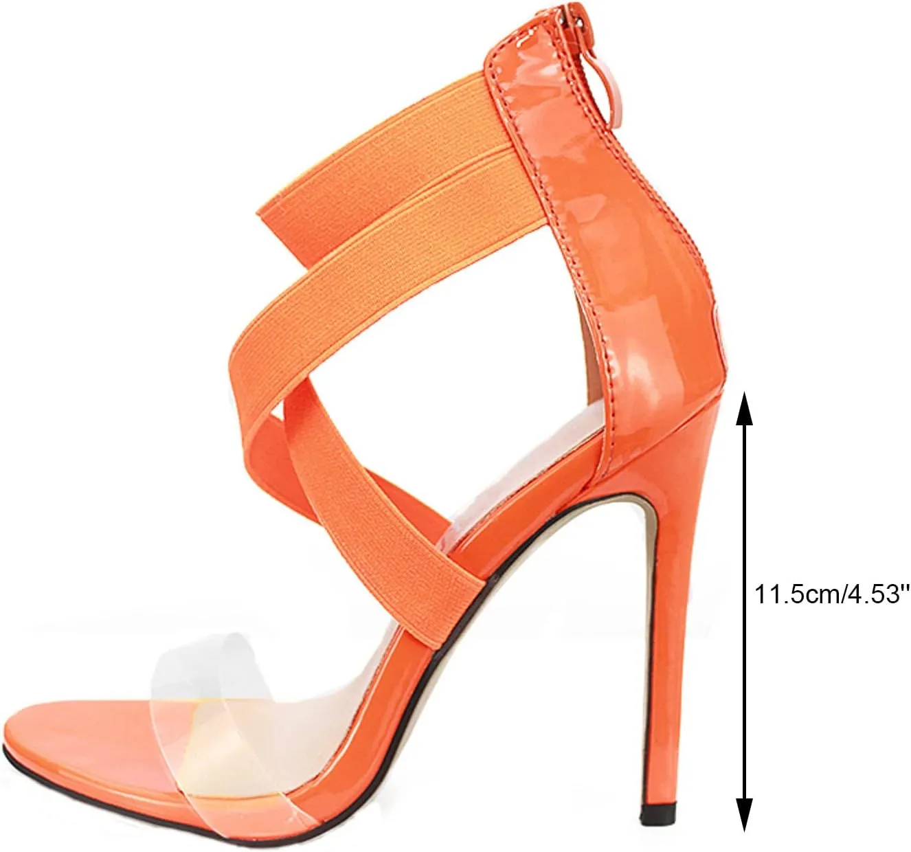 Womens Clear Strap Stiletto Sandals Fashion Snake Pattern Cross Straps Back Zipper Open Toe Thin High Heels Summer Comfortable Casual Shoes