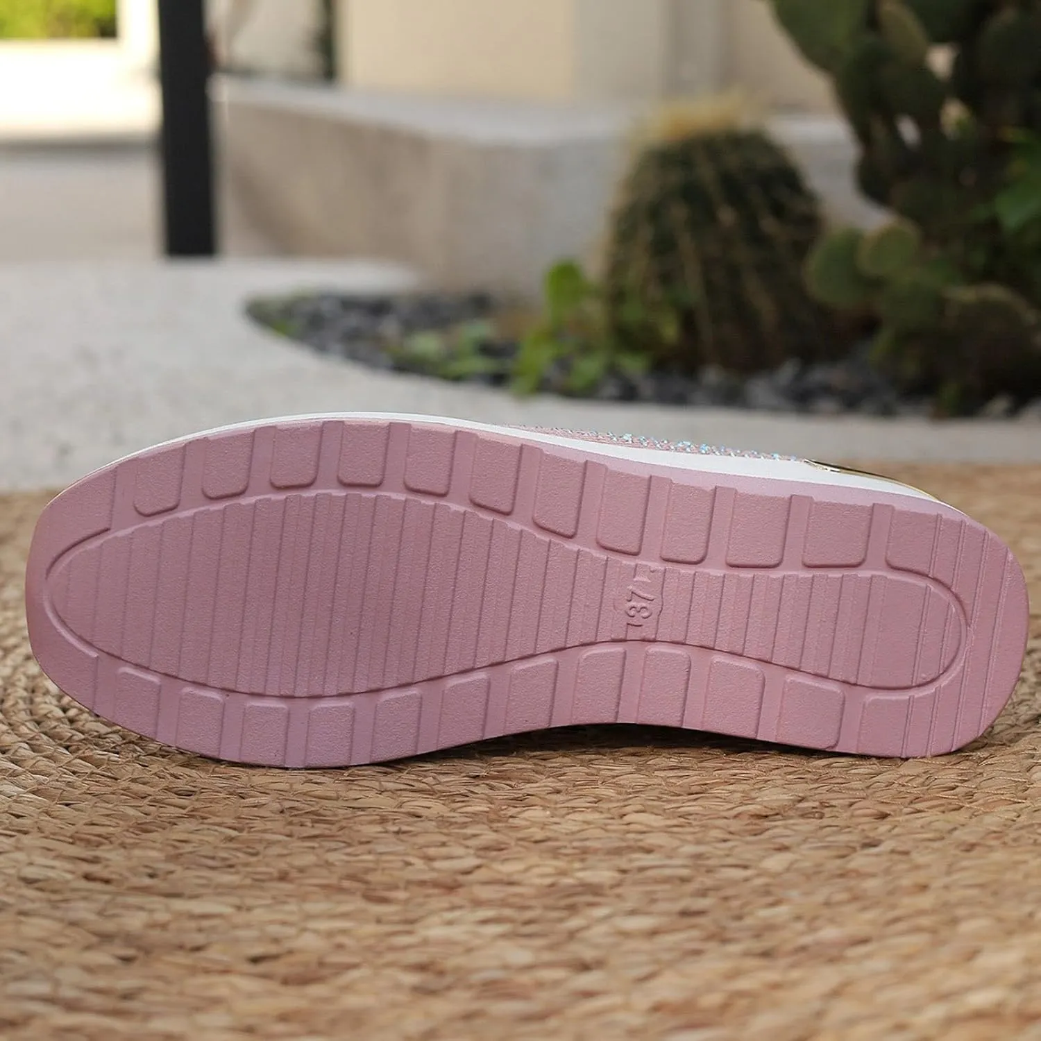 Women's Fashion Glitter Sneakers Platform Wedge Shoes Sparkly Rhinestone Mesh Slip-on Sneakers Breathable Spakle Shoes