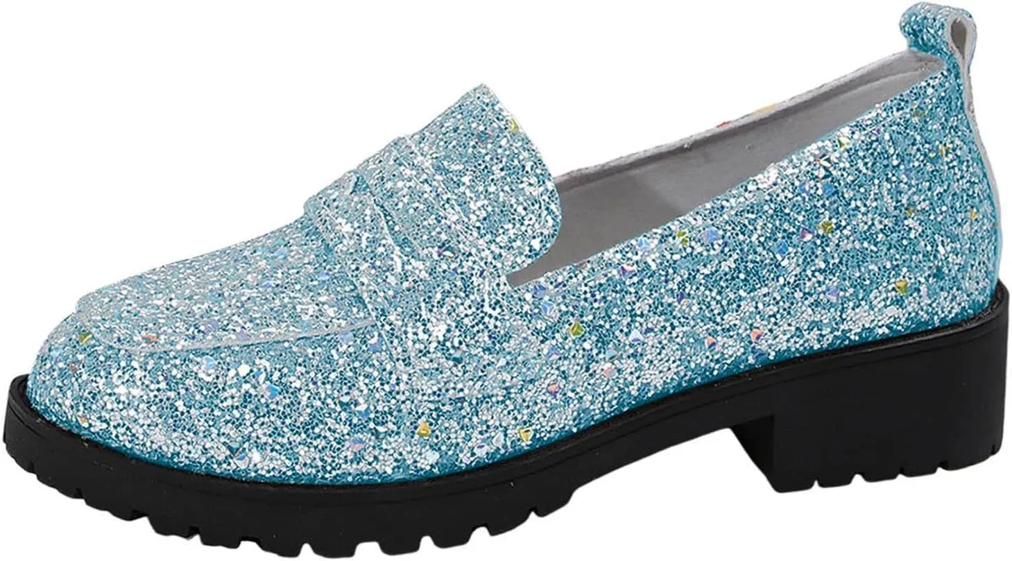 Women's Fashion Sequin Leather Leather Casual Shoes Temperament Comfortable Shoes Memory Foam Shoe Men