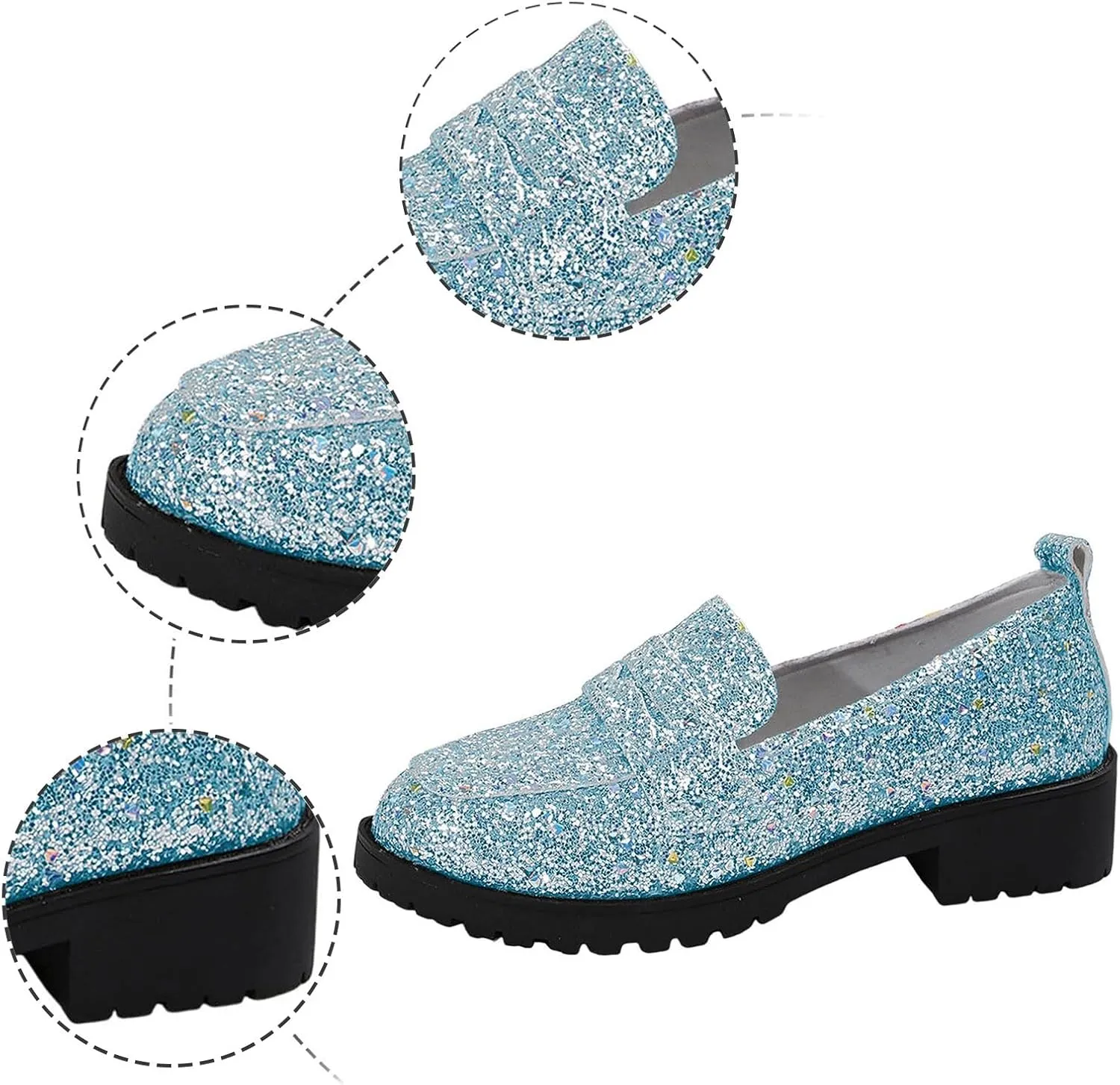 Women's Fashion Sequin Leather Leather Casual Shoes Temperament Comfortable Shoes Memory Foam Shoe Men
