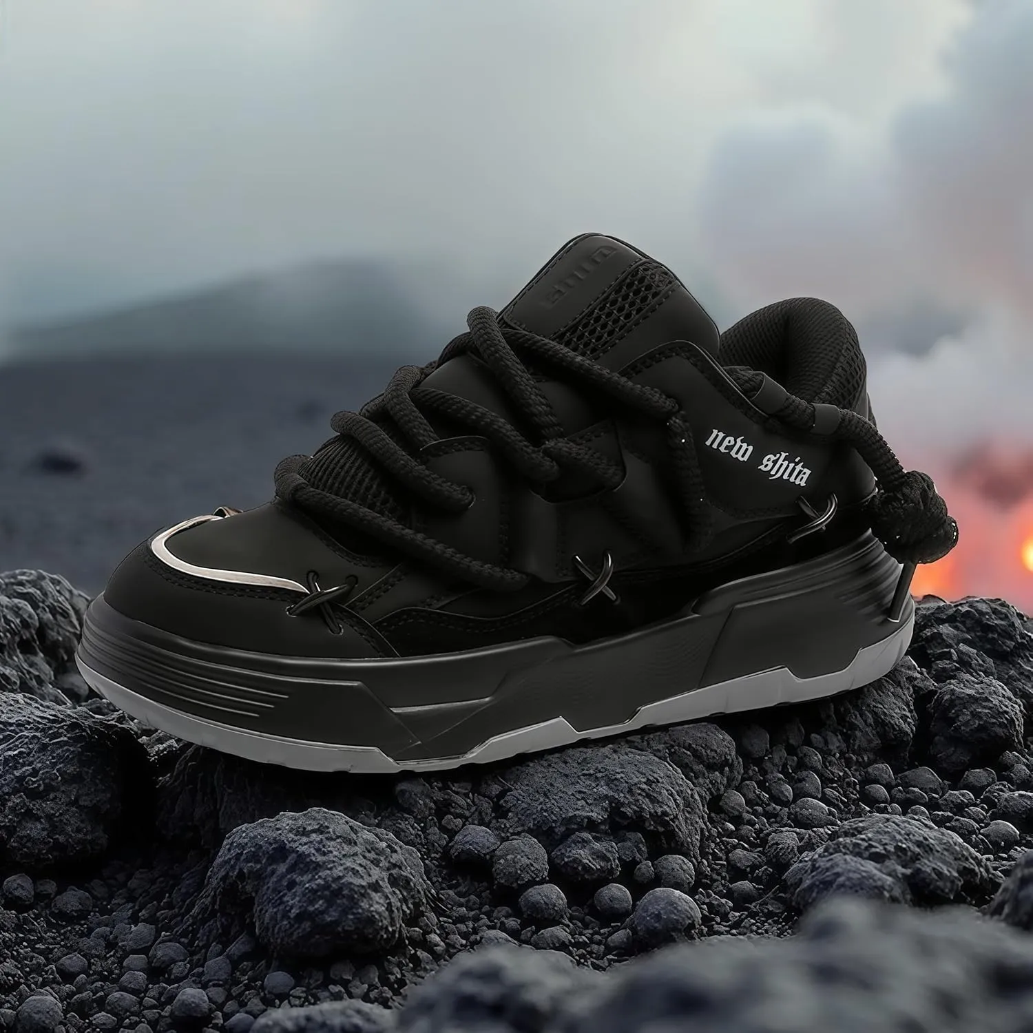 Women’s Faux Leather Fashion Platform Chunky Sneakers Lightweight Breathable Height Increasing Unisex Casual Walking Tennis Running Shoes