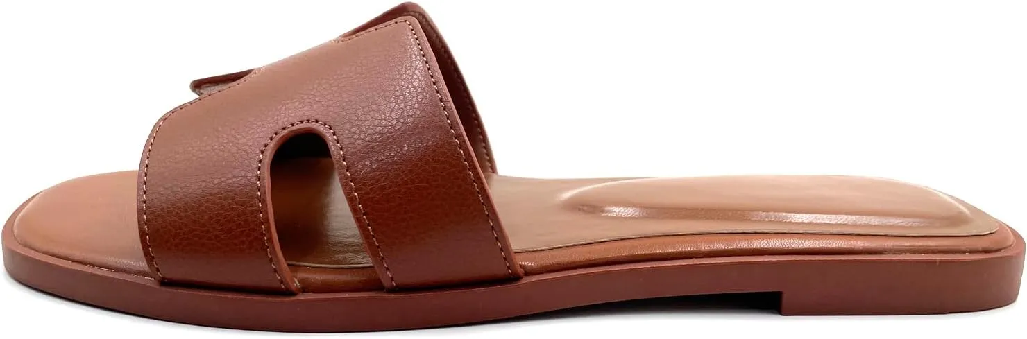 Women's Flat Sandals Slip On Slides Sandals Square Open Toe Fashion Slides Summer Beach Casual 2025