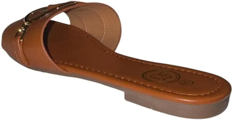 Women's Flat Slide Sandals, Open Toe Slip-On