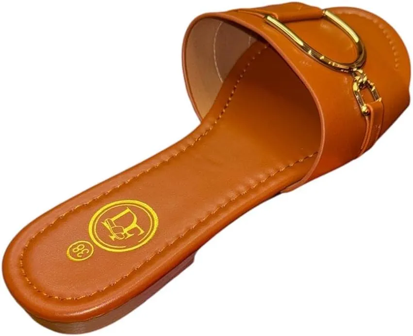 Women's Flat Slide Sandals, Open Toe Slip-On