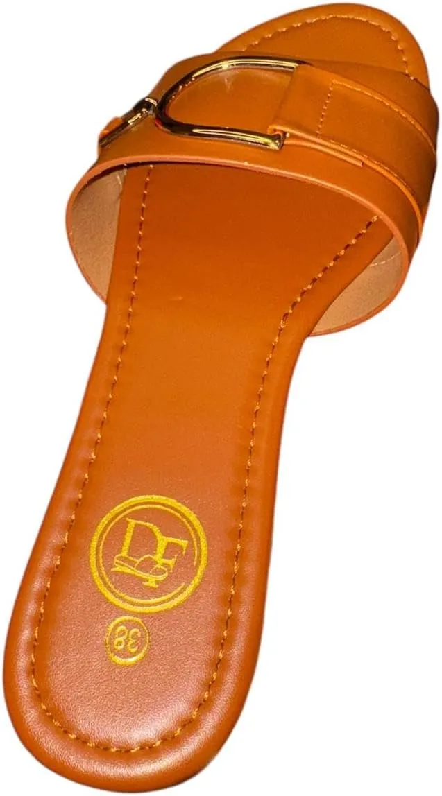Women's Flat Slide Sandals, Open Toe Slip-On