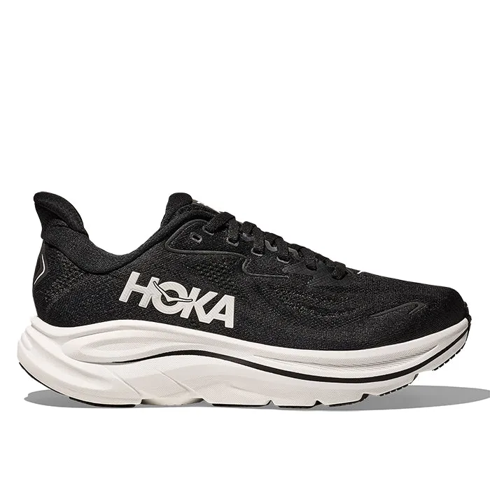 Womens Hoka Clifton 10 Extra Wide in Black/White