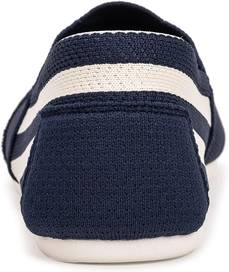 Women's Knit Flat Shoes,Classic Casual Washable Shoes,Comfortable Walking Slip-On Ballerina Square Toe Shoes for Women