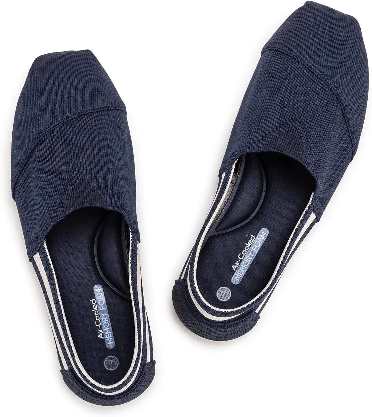 Women's Knit Flat Shoes,Classic Casual Washable Shoes,Comfortable Walking Slip-On Ballerina Square Toe Shoes for Women