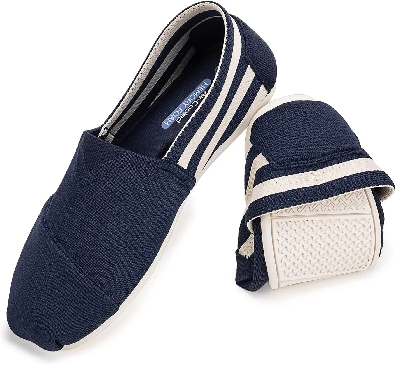Women's Knit Flat Shoes,Classic Casual Washable Shoes,Comfortable Walking Slip-On Ballerina Square Toe Shoes for Women