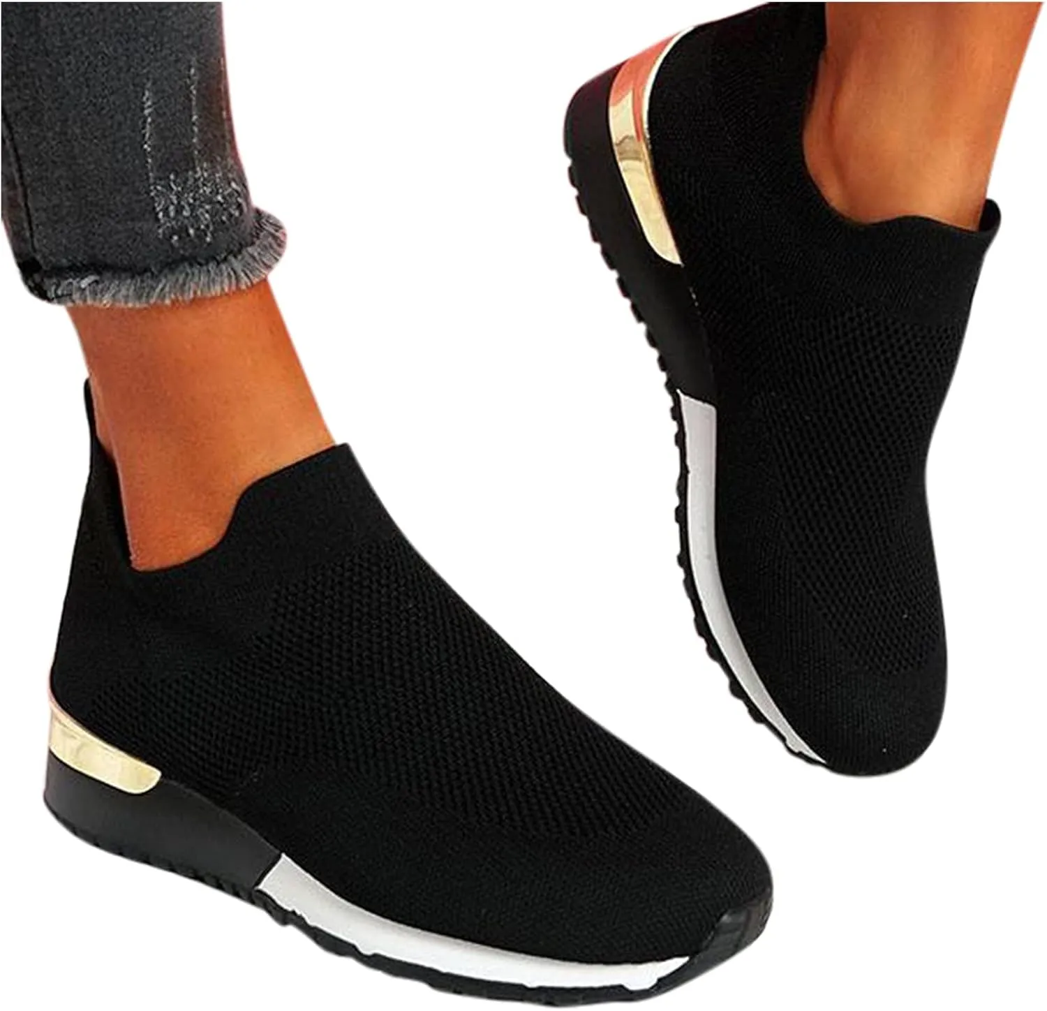 Womens Ladies Walking Running Shoes Slip On Lightweight Mens Dress Shoes Jogging Casual Shoes Trendy White Sneakers Tennis Shoe Cross Trainer Shoe