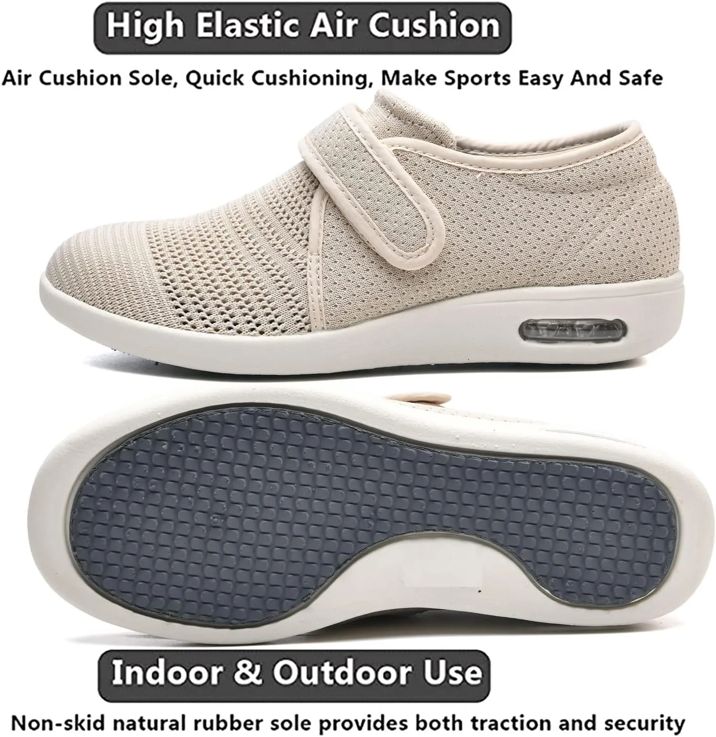Women's Lightweight Diabetic Shoes Elderly Shoes Breathable Wide Walking Shoes Foot Swollen Shoes Non-Slip widening