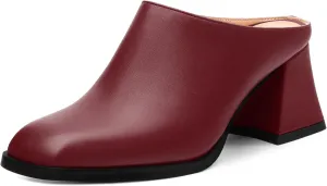 Women's Sandals, Square Closed Toe Mid Heels, Slip On Fashion Solid Matte Heeled Sandal for Daily Working Dating