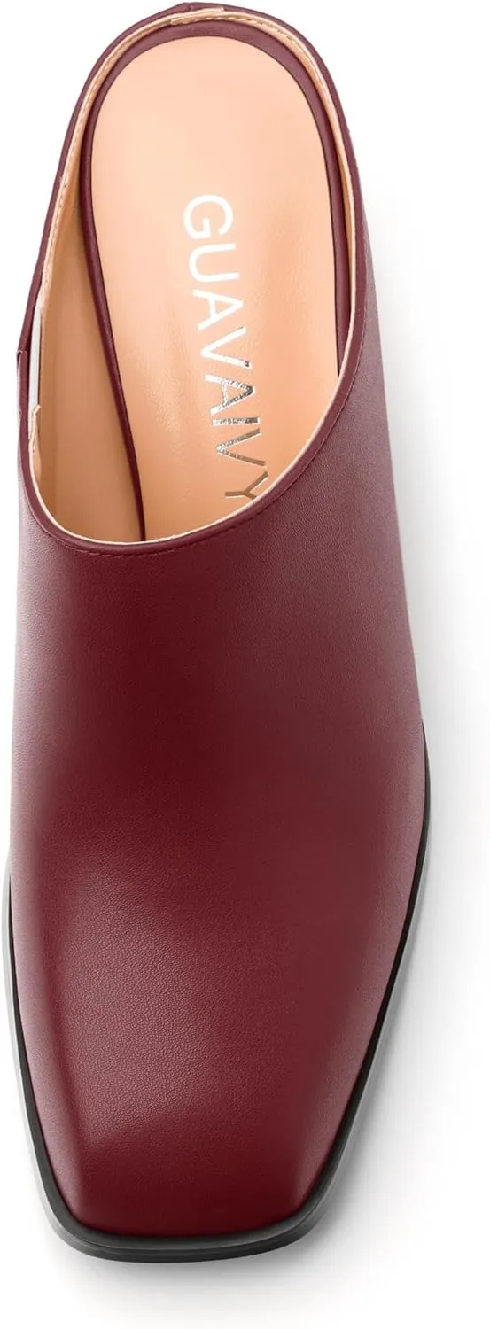 Women's Sandals, Square Closed Toe Mid Heels, Slip On Fashion Solid Matte Heeled Sandal for Daily Working Dating