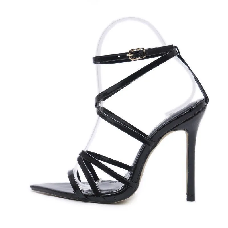 Women's Sexy Sandals Pointed Fish Mouth Cross Stilettos