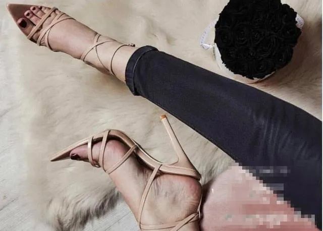Women's Sexy Sandals Pointed Fish Mouth Cross Stilettos