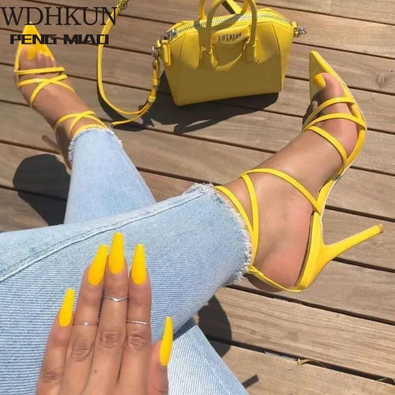 Women's Sexy Sandals Pointed Fish Mouth Cross Stilettos