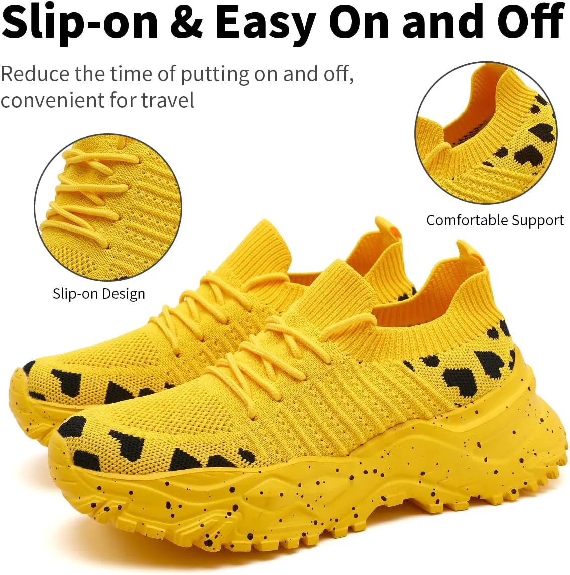 Women's Slip On Walking Shoes Lightweight Breathable Comfortable Tennis Sneakers for Workout Gym Cross Training Casual Platform Fashion Sneaker