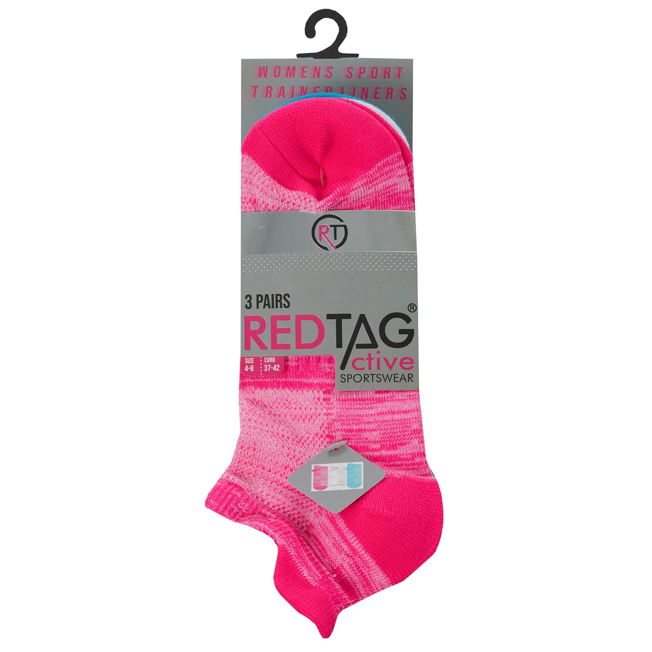 Womens Sports Trainer Liner Socks Assorted 3 Pairs