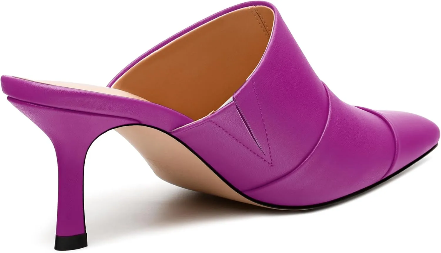 Women's Square Closed Toe Heeled Sandals, Ruched Mid Stiletto Heels, Fashion Comfort Daily Working Party Slide Sandals for Women