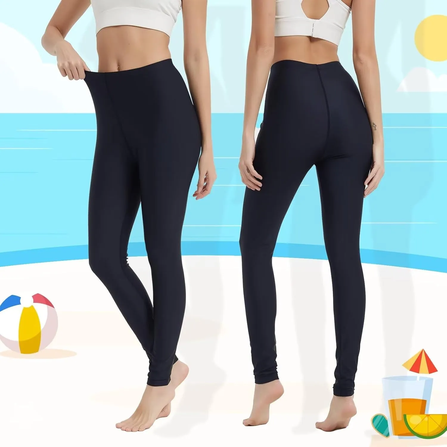 Womens Swim Pants Long Surf Water Swimming Leggings Sun Protection UV Leggings Rash Guard Swim Tights Fast Dry