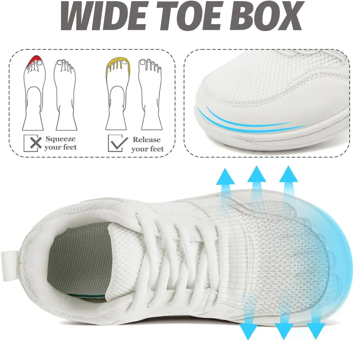 Women's Wide Toe Box Barefoot Sneakers Zero Drop Walking Jogging Shoes Breathable Non Slip Casual Jogging Shoes