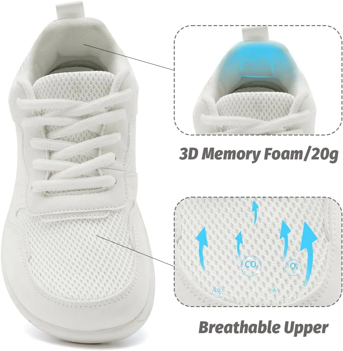 Women's Wide Toe Box Barefoot Sneakers Zero Drop Walking Jogging Shoes Breathable Non Slip Casual Jogging Shoes