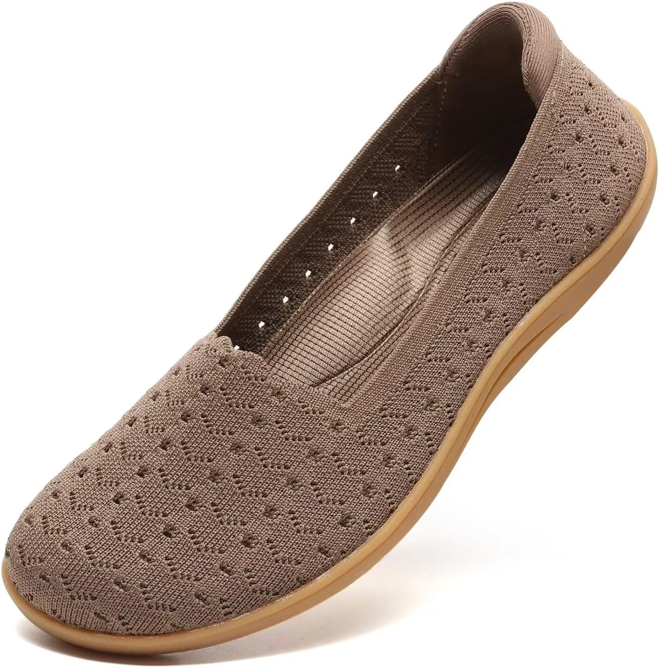 Women's Wide Toe Box Flats Shoes Knit Ballet Flat Slip-on Dress Walking Comfort Shoes