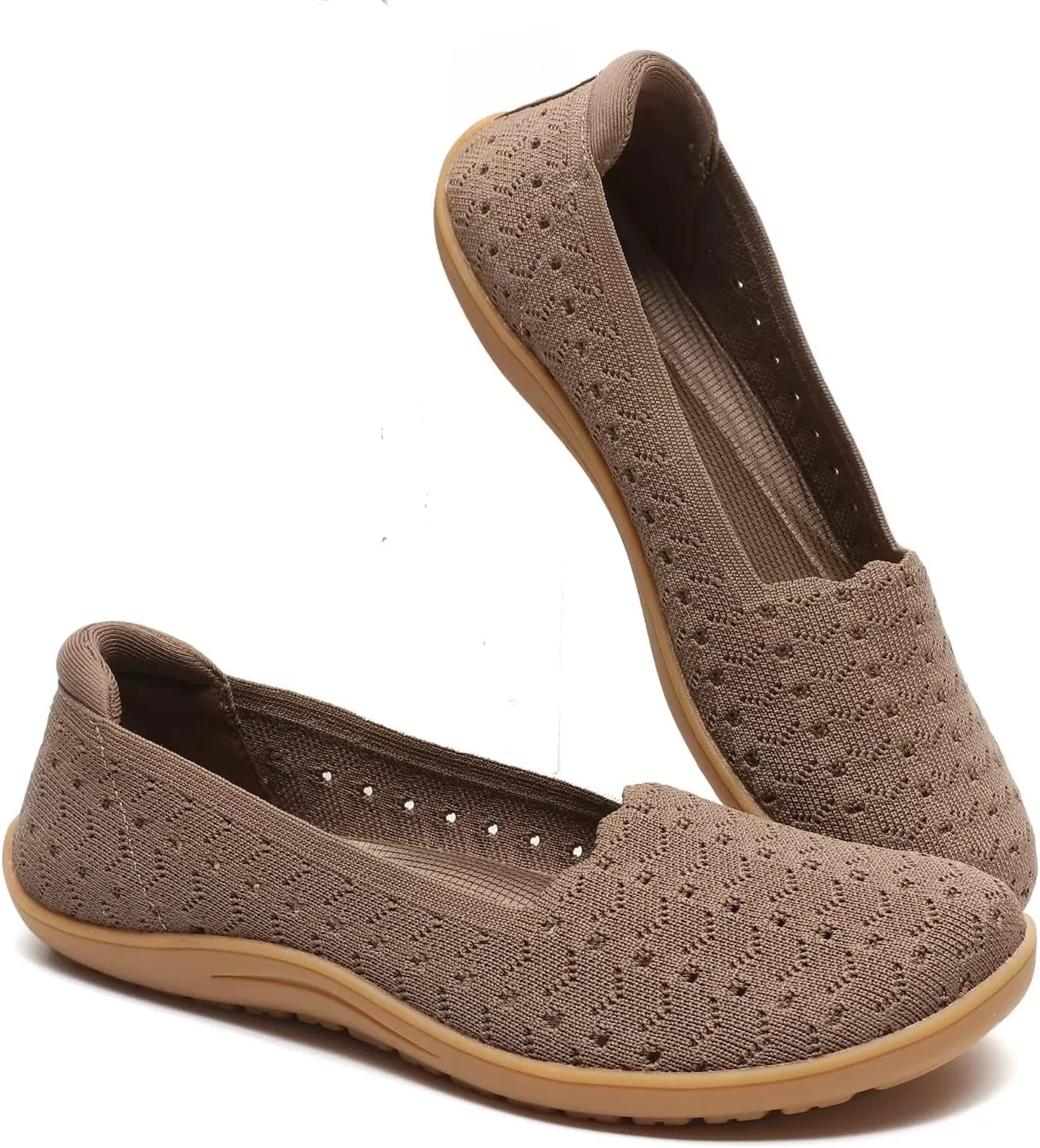 Women's Wide Toe Box Flats Shoes Knit Ballet Flat Slip-on Dress Walking Comfort Shoes