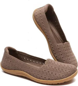 Women's Wide Toe Box Flats Shoes Knit Ballet Flat Slip-on Dress Walking Comfort Shoes