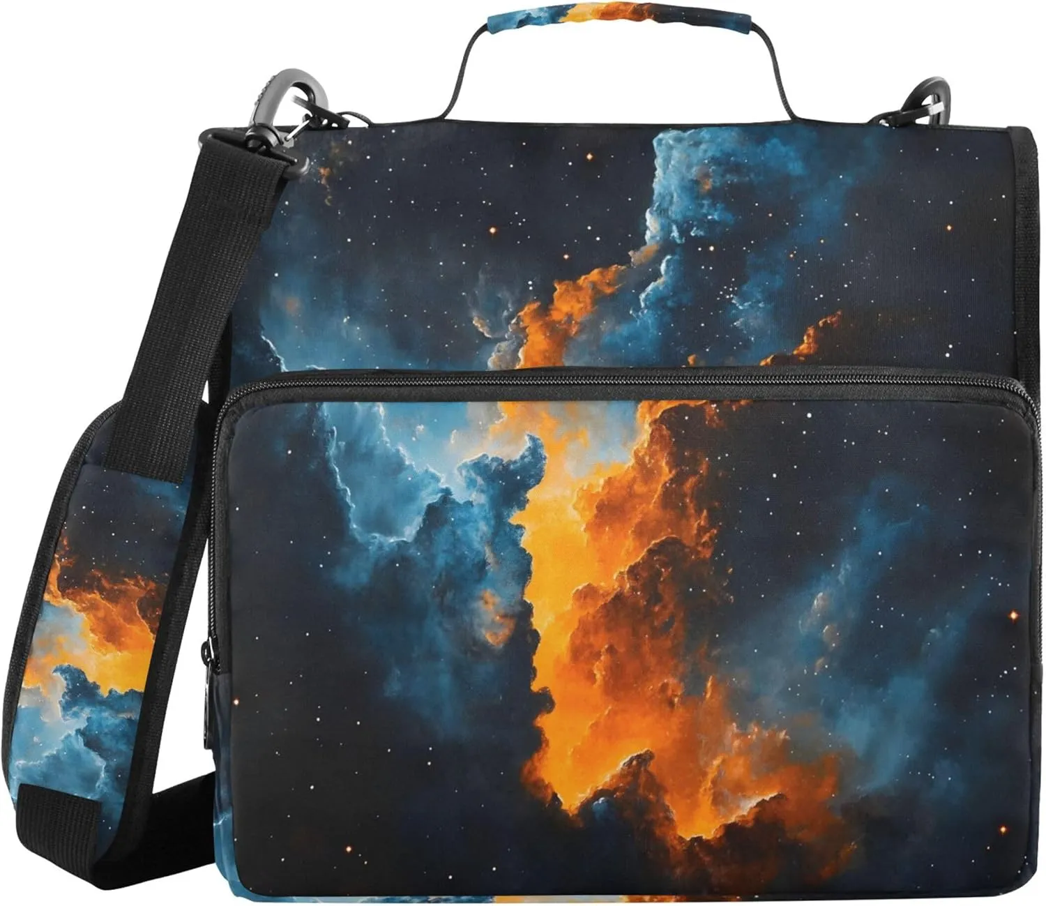 xigua Nebula Zipper Binder 3 Ring, 1.5 Inch Ring Binder Organizer Bag with Shoulder Strap Fits 13 Inch Laptop for School and Office