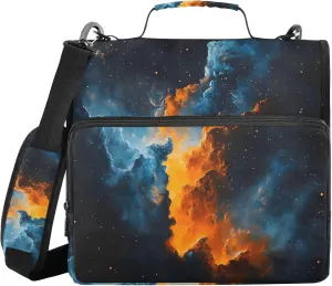 xigua Nebula Zipper Binder 3 Ring, 1.5 Inch Ring Binder Organizer Bag with Shoulder Strap Fits 13 Inch Laptop for School and Office