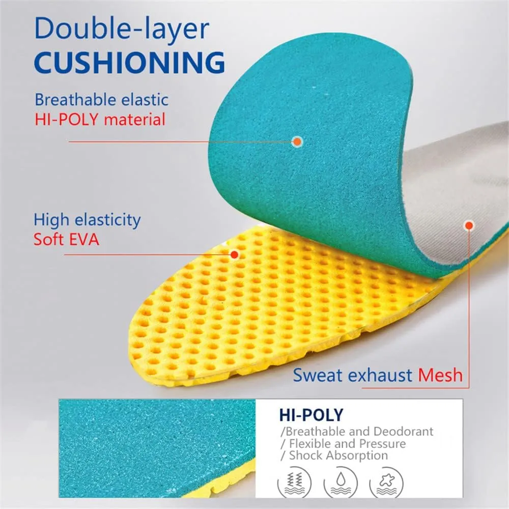 XINIFOOT 3 Pairs Elastic Shock Absorbing Shoe Insoles Breathable Honeycomb Sneaker Inserts Sports Shoe Insole Replacement Insoles for Men
