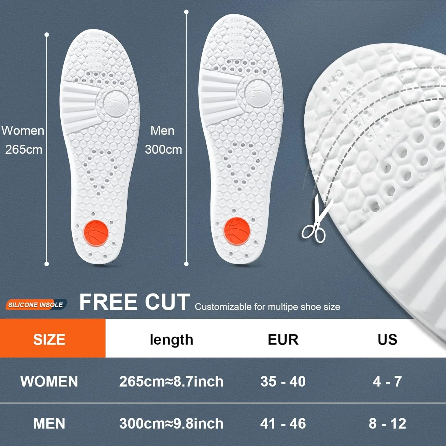 XINIFOOT 3 Pairs Premium Comfort Shoe Replacement Insole, Shock Absorption Elastic Cushion Inserts, Breathable Shoe Inner Soles for Women Gray