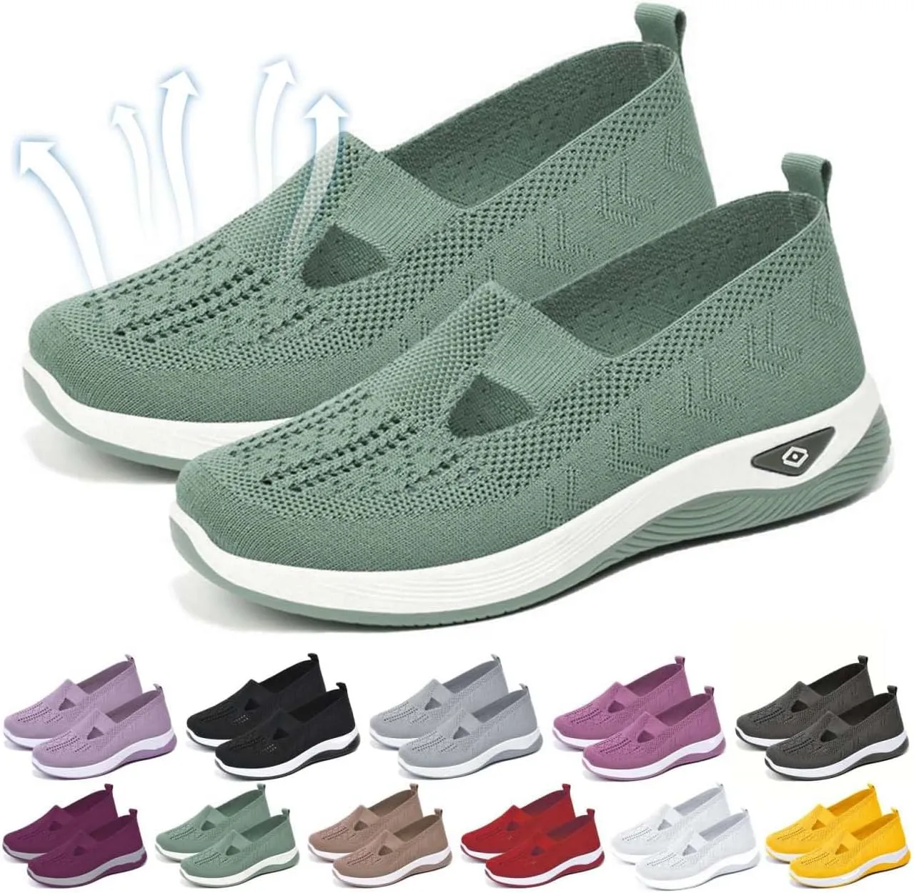 Yilia Orthopedic Shoes for Women, Wide Width Breathable Women Walking Comfortable Slip on Sneakers, Non Slip Food Service Lightweight Sneaker, Comfort Nurse Shoes Arch Support Sneakers
