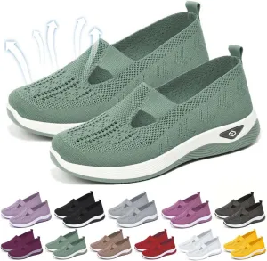 Yilia Orthopedic Shoes for Women, Wide Width Breathable Women Walking Comfortable Slip on Sneakers, Non Slip Food Service Lightweight Sneaker, Comfort Nurse Shoes Arch Support Sneakers