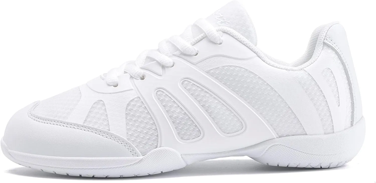 Youth Cheer Shoes Girls White Cheerleading Shoes Dance Athletic Training Breathable Fabric Dancing Lightweight Competition Comfortable Sport Kids Girls Cheer Sneakers